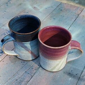 Artisan Blue and Pink Ceramic Mugs for Dining